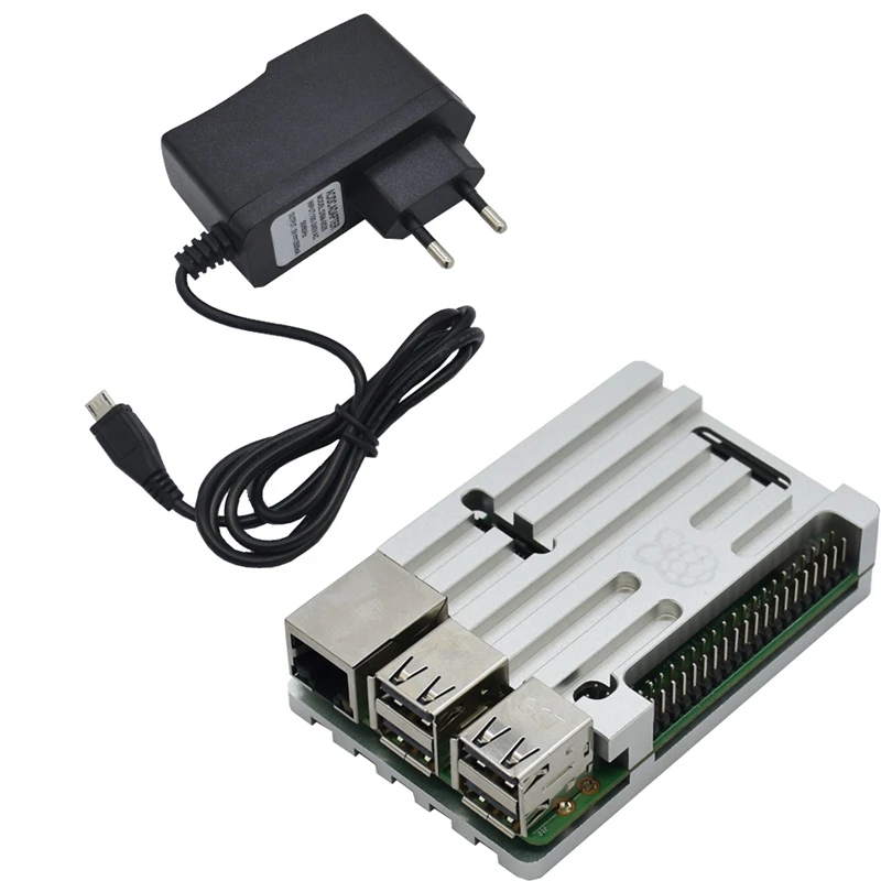 Raspberry Pi 3 Model B+(плюс) плата+ алюминиевый корпус с ЧПУ+ адаптер питания 5V 2.5A с Wifi и комплект bluetooth