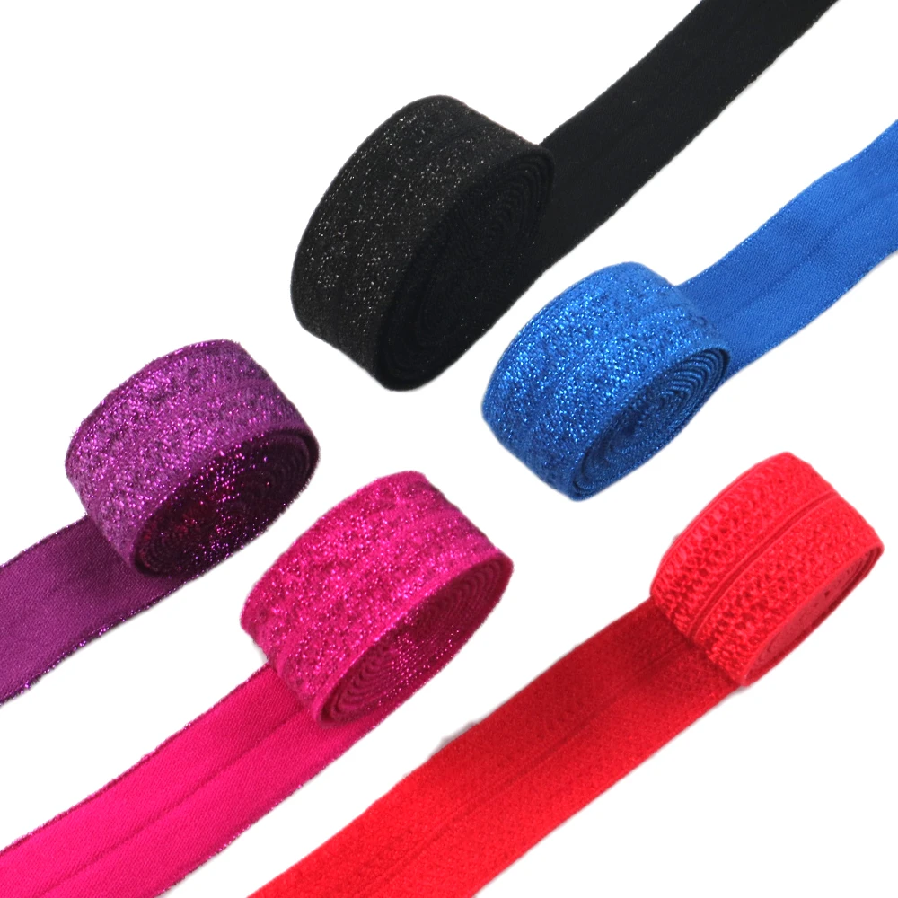 David accessories 5/8''16mm Solid Elastic gold white foe Ribbon DIY