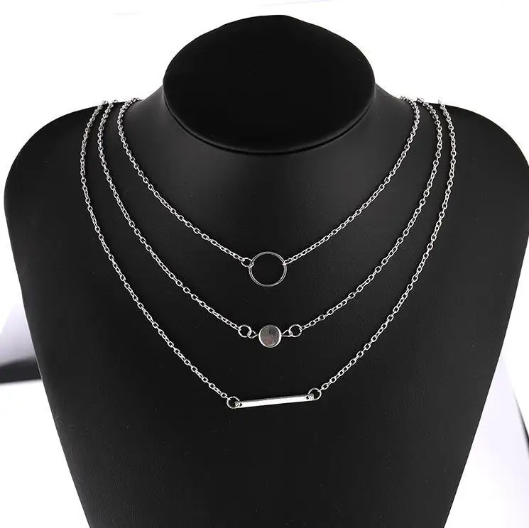 2021 Fashion Minimalist Round Disco Coin Chain Necklace Pendant Dainty Sequins Multi Layers Necklaces Women | Украшения и