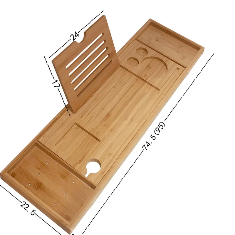 Extendable Bamboo Bathtub Tray Spa Bathtub Caddy Organizer Rack Book Wine Tablet Holder Nonslip Bottom Bath Tub Tray Shelf