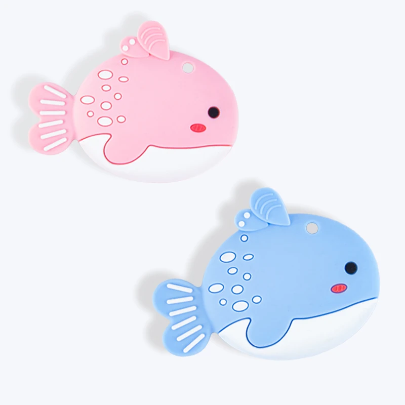 10pcs Fish Shaped Silicone Baby Teether BPA Free Silicone Teether Beads