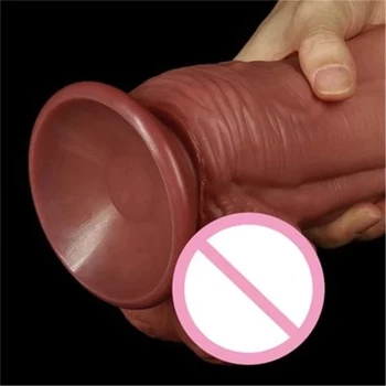 Super Huge Penis Female Masturbator Double Layer Silicone Realistic Big Dildo Strong Suction Cup Sex Toys Lesbian Masturbation 5