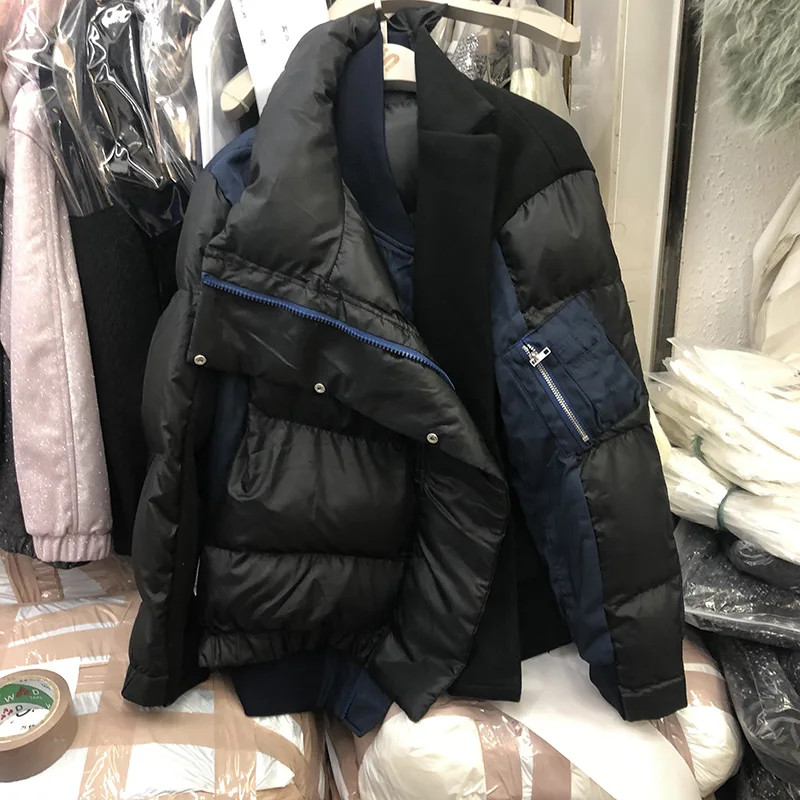 Новинка, зимняя женская парка Harajuku, зимнее пальто в полоску, женская короткая зимняя куртка с хлопковой подкладкой