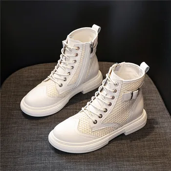 

Yiluan 2020 New Leather Martin Boots Women Autumn Winter Wild Casual Boots Women zipper Retro Women's Shoes Motorcycle Boots