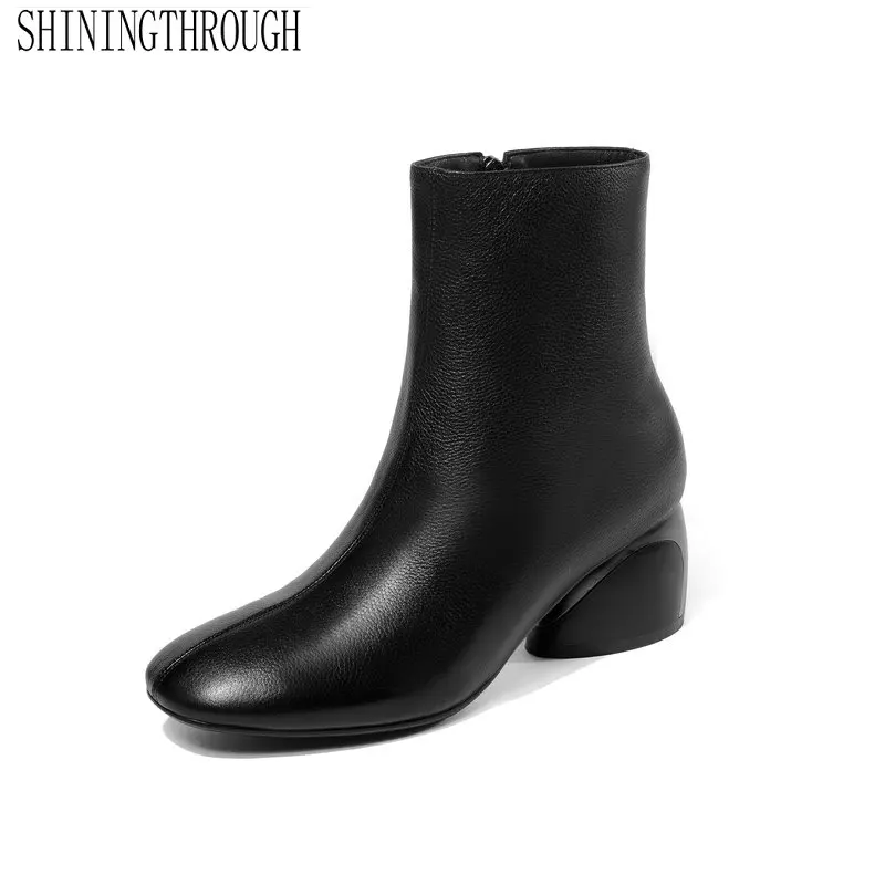 

Genuine Leather Fashion Sexy Women Ankle Boots Square Toe High Heel Women Shoes Lasies Autumn Winter Party Shoes Large Size 41