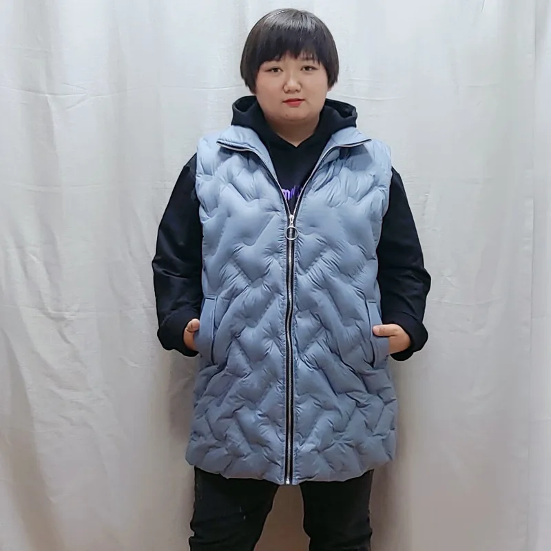 

Plus Size Women Winter Vest Korean Edition Sleeveless Turn-down Collar Zipper Warm Long Vest Jacket Casual Female Coat Winter