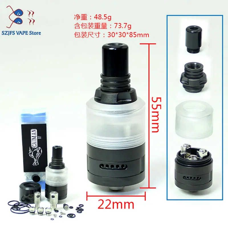 

SXK Caiman BF Style MTL RTA 22mm Rebuildable Dripping Tank VS King RDTA eCig Vape Atomizer Vaporizer vs Taifun GTr 3 Haku rta