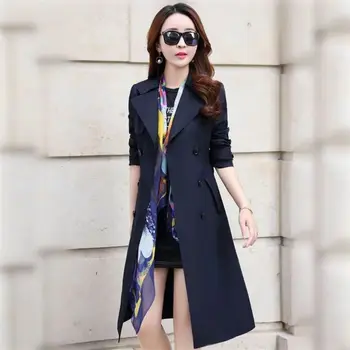 

High quality Autumn Spirng Coats Woman Classic Double Breasted Trench Coat Waterproof Business Outerwear Plus Size
