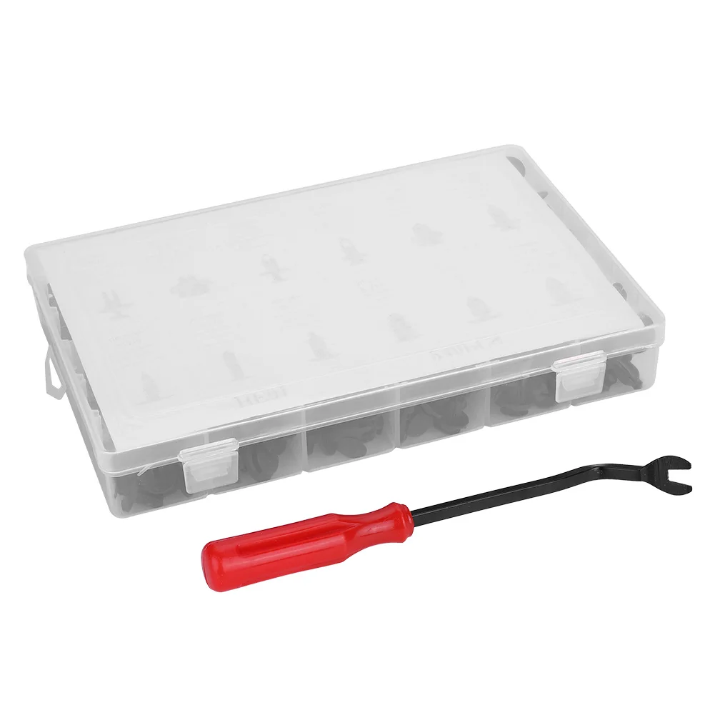 240Pcs 12 Sizes Universal black plastic Assorted Clip Trim Car Push Pin Rivet Bumper Door Panel Retainer with Screwdriver - Название цвета: Черный