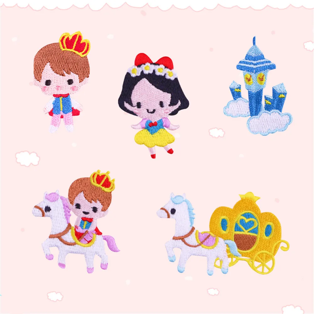 Maxsin Fun 1 Pc Di Alta Qualità Lovely Princess Prince Sticker Castle Patch Iron On Child Clothes Bag Jeans Decoration Dy