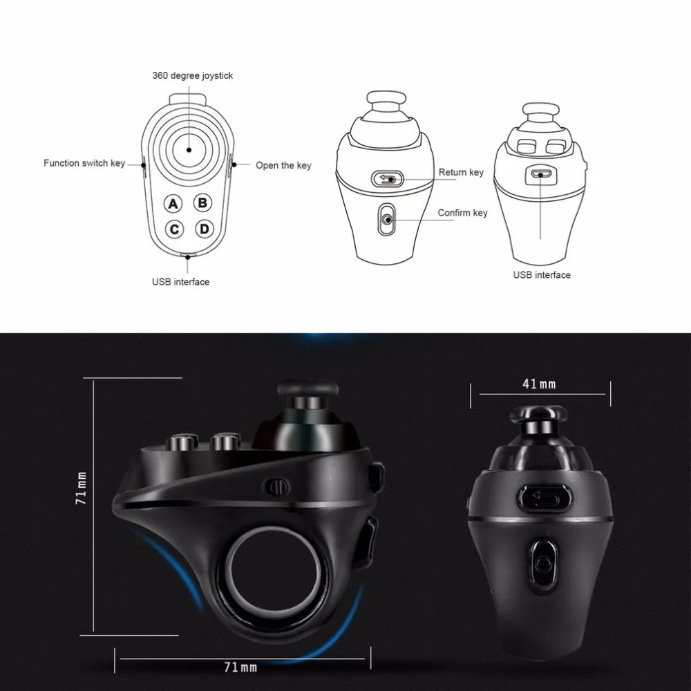 Беспроводное управление Лер геймпад мини кольцо беспроводной VR Удаленная игра электронная книга флип пульт дистанционного управления Bluetooth 4,0 джойстик для VR