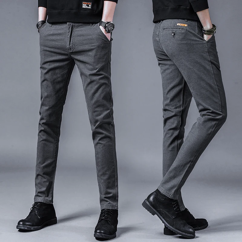 Мужские деловые повседневные брюки тренд дизайнер корейский стиль Slim Fit Многоцветный модные эластичные однотонные брюки Мужская брендовая одежда