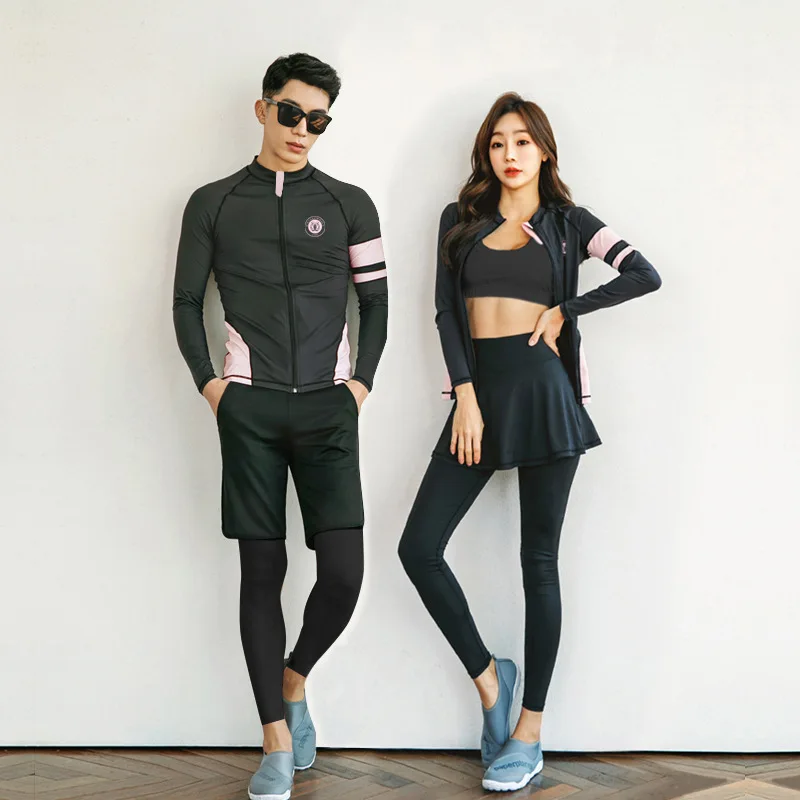 Couple Rash Guards Swimsuit Bikini Suit Sport Women Bathing Suits 2019 Long Sleeve Swim Wear Swimwear Zipper Split For Men Couple Rash Guards Swimsuit Bikini Suit Sport Women Bathing Suits 2019 Long Sleeve Swim Wear Swimwear Zipper Split For Men