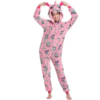 

2019 Winter Plus Size Unicorn Flannel Pajamas Suit Adult Animal Onesie for Women Men Couples Lovers Pijamas Sleepwear Homewear