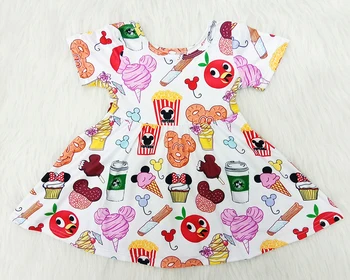 

new arrival cute pattern kids frocks little girl summer short sleeve dress back to school girl twirl dresses