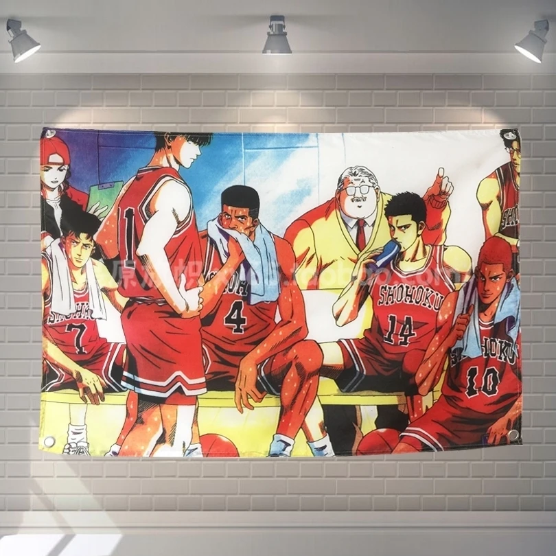&quotSlam Dunk&quot Cartoon Movie Poster Banners Children's Room Wall Decoration Hanging Art Waterproof Cloth Polyester Fabric Flags | Дом и