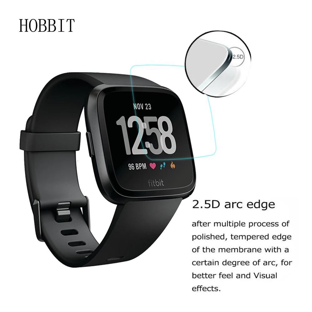 2 упаковки для смарт-часов Fitbit Versa 0,3 мм 2.5D 9H защита экрана из закаленного стекла Ультра прозрачная защита от царапин Смарт-часы ЖК-пленка