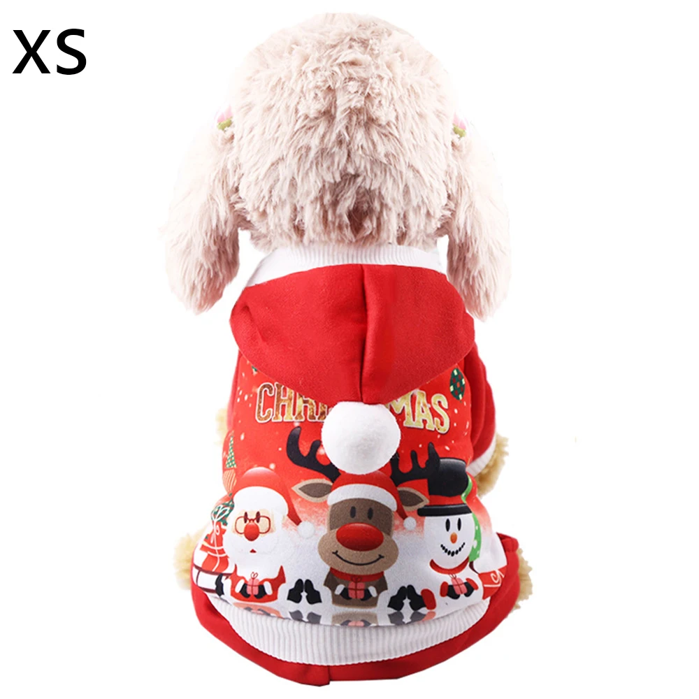 XS-XXL Рождественская Одежда для собак красное пальто с капюшоном Санта-Клаус/Снеговик/олень милое рождественское пальто с элементами для зимы и осени