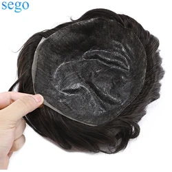 SEGO 8''x10'' Thin Skin PU 0.1MM Men Toupee Remy Human Hair Patch Indian Hair System Replacement Hairpiece Density 130%