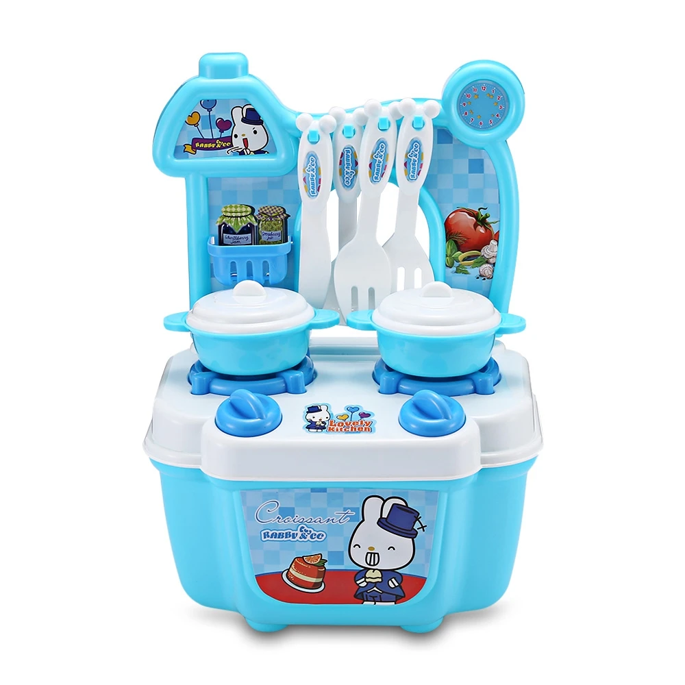 Детский домашний игровой набор для девочек, игровой домик, игрушки для детей, кухонная утварь, кастрюли для приготовления пищи, посуда, игрушка для моделирования - Цвет: Синий