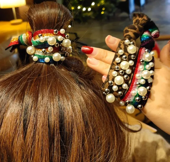 Pearl Faixa de Cabelo Leopardo Cabelo Elástico