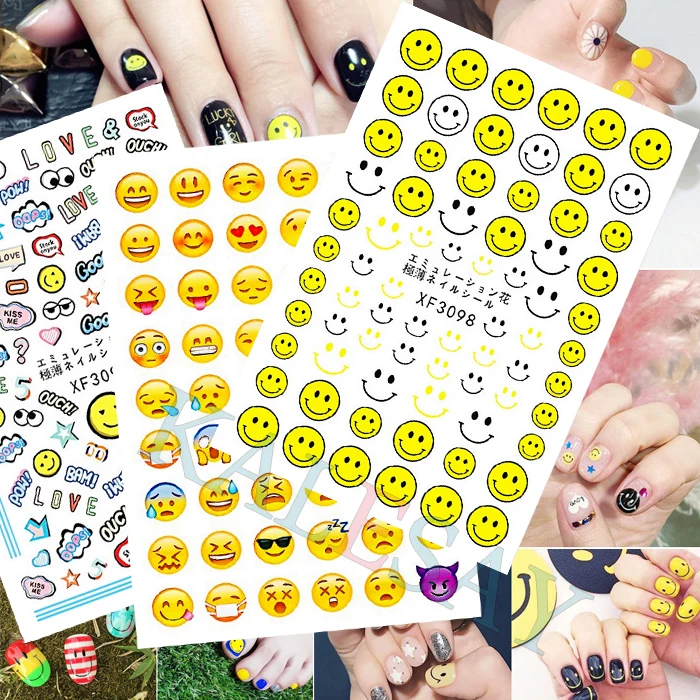 

DIY Nails Sticker Art Decoration Smile Face Nails Decal Stickers for Manicure Eggs Leisure Time Stickers for Nails Design Tips