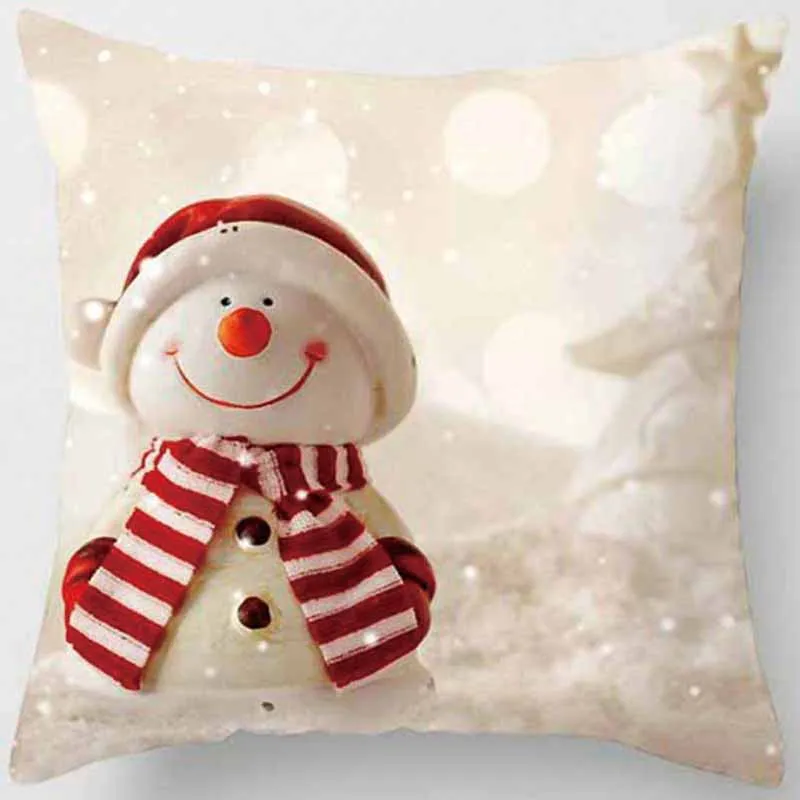 Рождественский чехол для подушки со снеговиком, модный квадратный чехол для подушки с милыми рисунками, размер 45*45 см - Цвет: 15