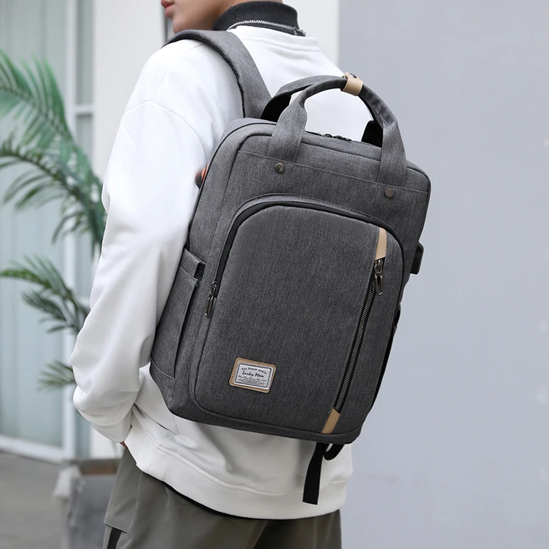 US $29.69 School Bag Mens Backpack For Laptop 15 HighQuality Waterproof British Style Male Computer Bag Usb Headphone Jack Backpack Gray
