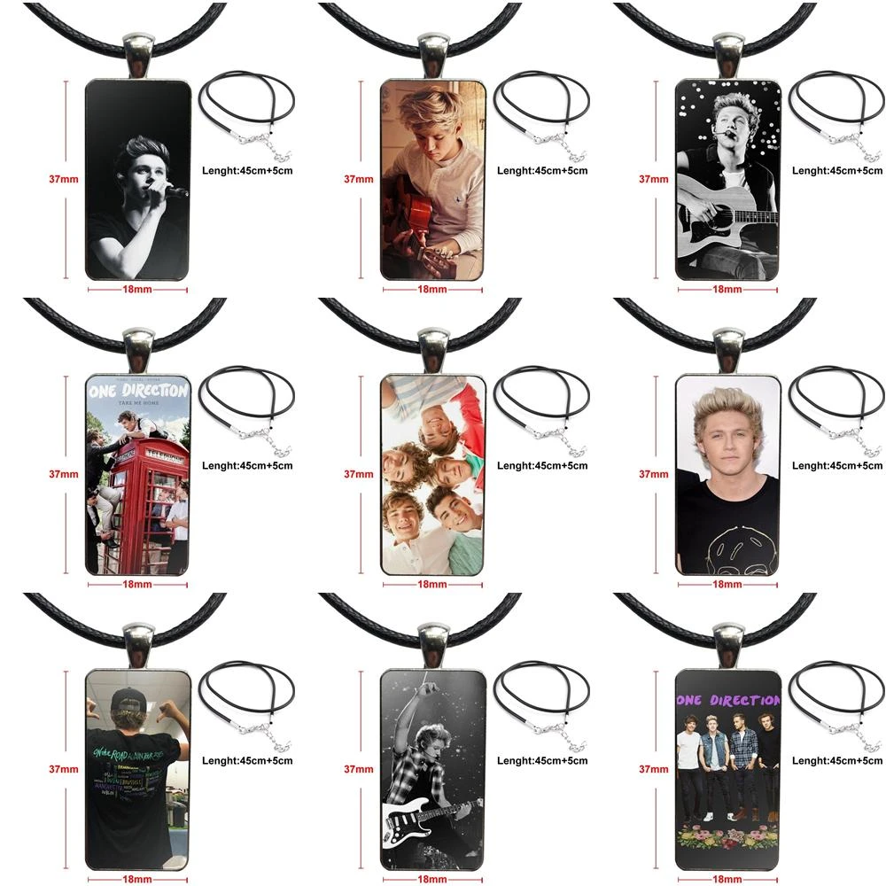 Niall Horan One Direction Glass Cabochon Choker Pendant Rectangle Necklace  Stainless Steel Color Jewelry For Women Men|Pendant Necklaces| - AliExpress