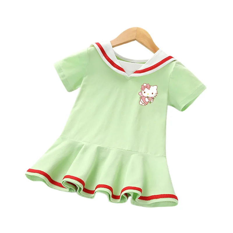 thumbnail image 1 of Hello Kitty nueva ropa para niños vestido dulce de dibujos animados niñas estilo extranjero de manga corta estilo universitario falda de princesa para bebé, 1 of 4