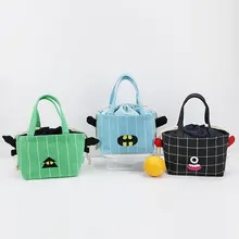 Сумка для ланча простой стиль мультфильм холст Bento box сумка пуловер со шнурками сверху Руки Открыть страну Крытый Ланч мешок