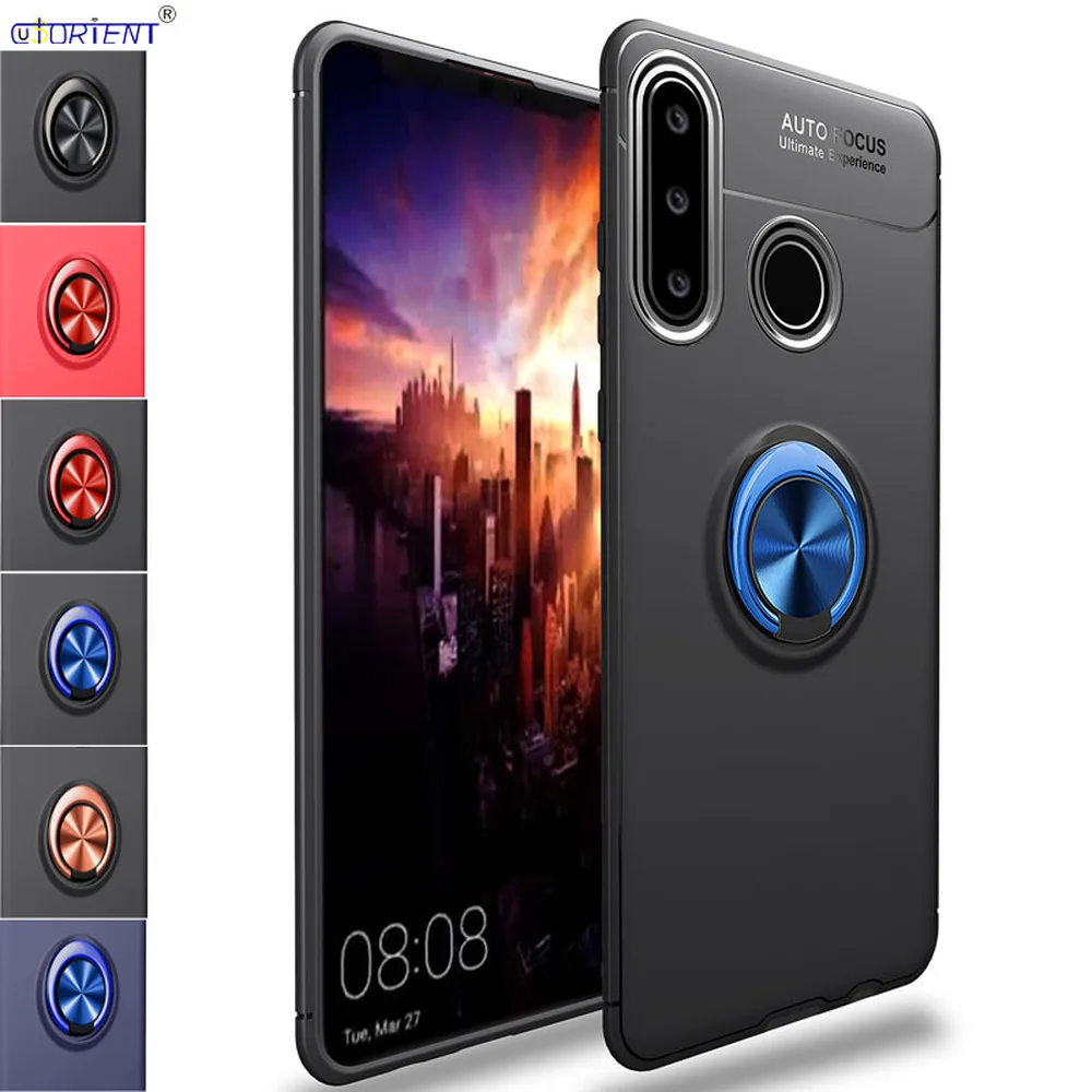 Матовый чехол для Huawei P30 Lite Honor 20 S подставка с металлическими кольцами