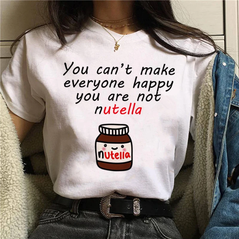 WVIOCE,, женская футболка, Nutella, повседневные футболки, хипстер, Tumblr, женская футболка, Harajuku, футболки, женская одежда - Цвет: ZH-WTQ2055-White