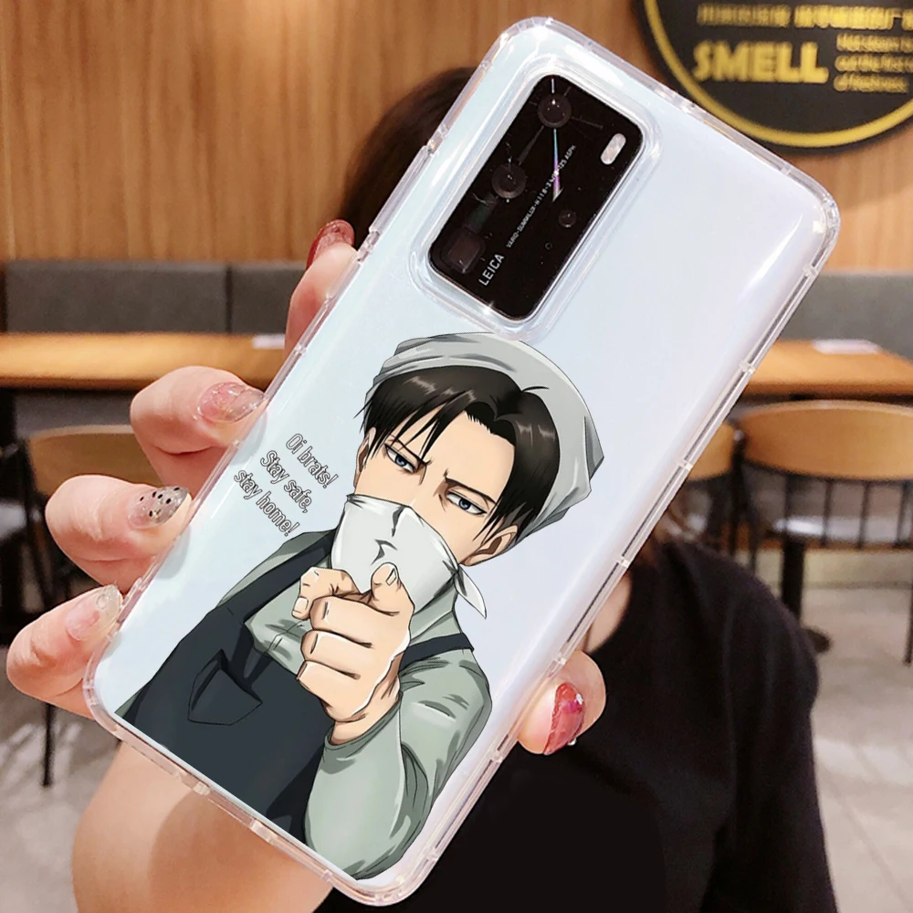 PUNQZY Attack On Titan Levi Ackerman Phone Case For Samsung Galaxy A51 A71 5G A50 A70 S20FE S9PLUS S10 S21 Transparent Soft TPU