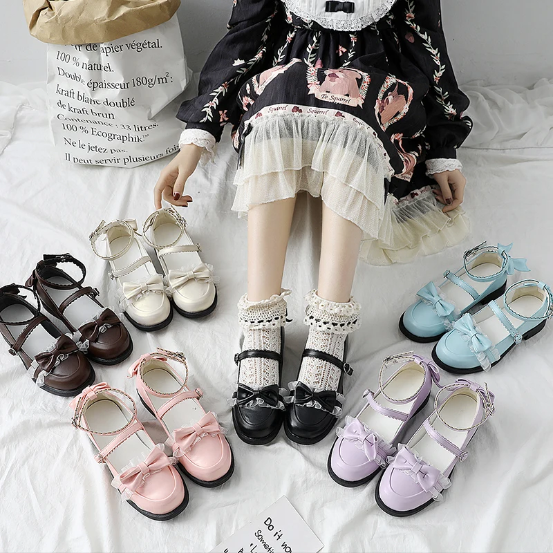 Для женщин низкий каблук Мэри Джейн Долли милое вечернее платье Лолита обувь |