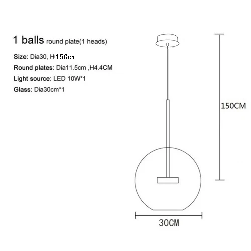 Постмодерн минималистичный молекулярный скандинавский подвесной светильник Итальянский дизайнер креативный стеклянный шар Ресторан подвесные лампы - Цвет корпуса: 1 balls 30cm