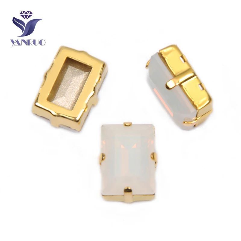 White Opal YANRUO, 4527, Ступенчатая огранка, кристаллы для шитья, Необычные камни, стразы, блестящие камни, заостренные сзади, стеклянные стразы, аксессуары для одежды - Цвет: White Opal