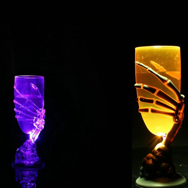 Светящиеся бокалы для вина в форме лапки, пластиковые стаканчики, вечерние, жуткий скелет, череп, Хэллоуин, Кубок, светодиодный, страшное украшение, KTV барная Питьевая чашка