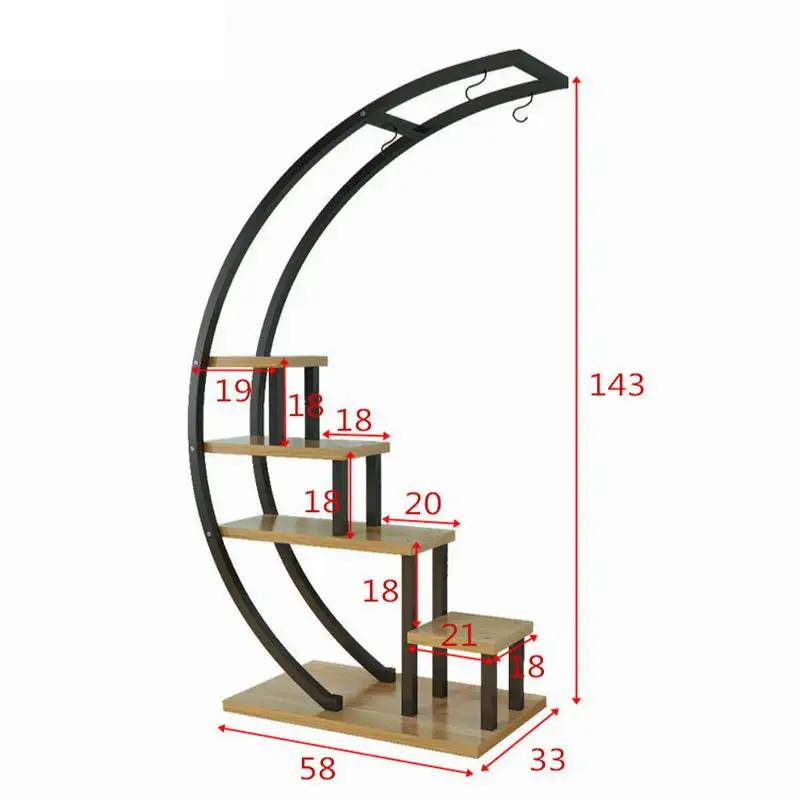 Living Room Home Half Moon Type Flower Stand Multi-Storey Indoor Balcony Decorative Shelf Flower pot Storage Rack