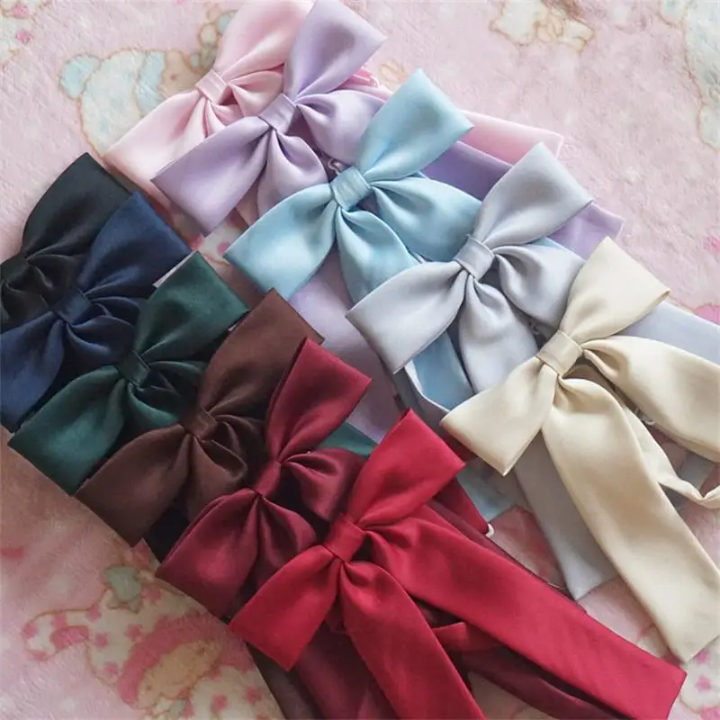 

Women's Pure Color British Japanese School Girls JK Uniform Long Bow Tie Student Necktie Cosplay Lolita Collar flower 11 Colors
