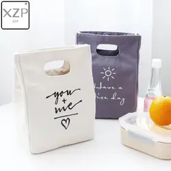 XZP простая ткань Портативная сумка для еды письмо для еды хлопок лен сумка для продуктов мешок Bento ланч большая емкость сумка сумки для