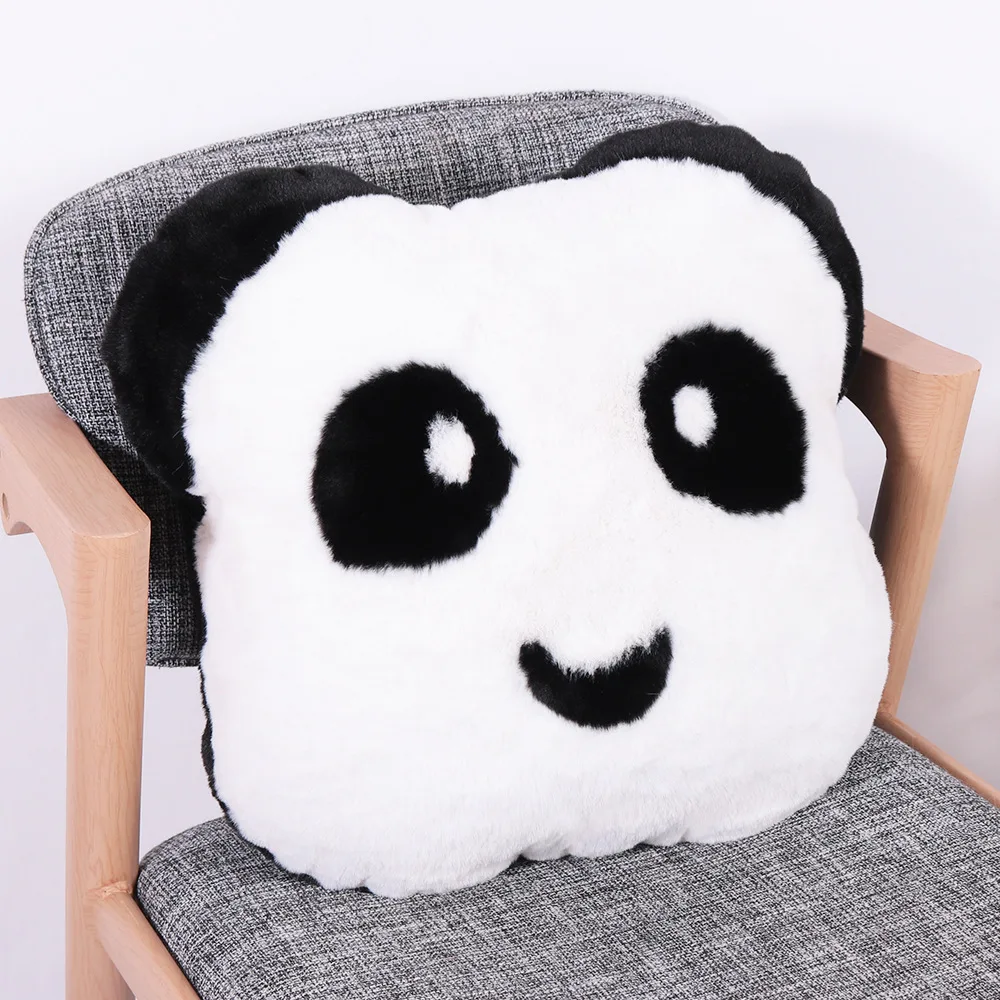cartoon panda printed Soft Faux Fur Pillows Case Plush Cushion Cover Pink Blue Purple Warm Living Room Bedroom | Дом и сад