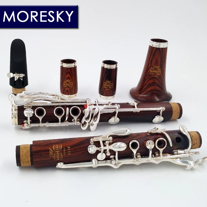 MORESKY Professional Dalbergia retusa/cocobollo Clarinet bB18 Key Silver plated Solid wood beautiful clarinet
