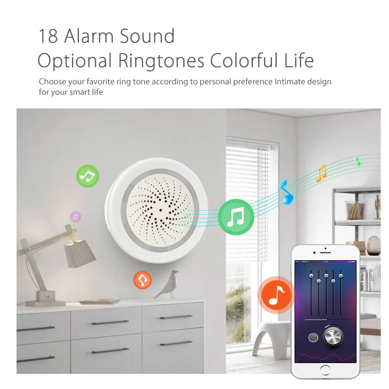 3 в 1 Wifi сирена связь с датчиком температуры и влажности Tuya Smart Life Alexa Google Home IFTTT