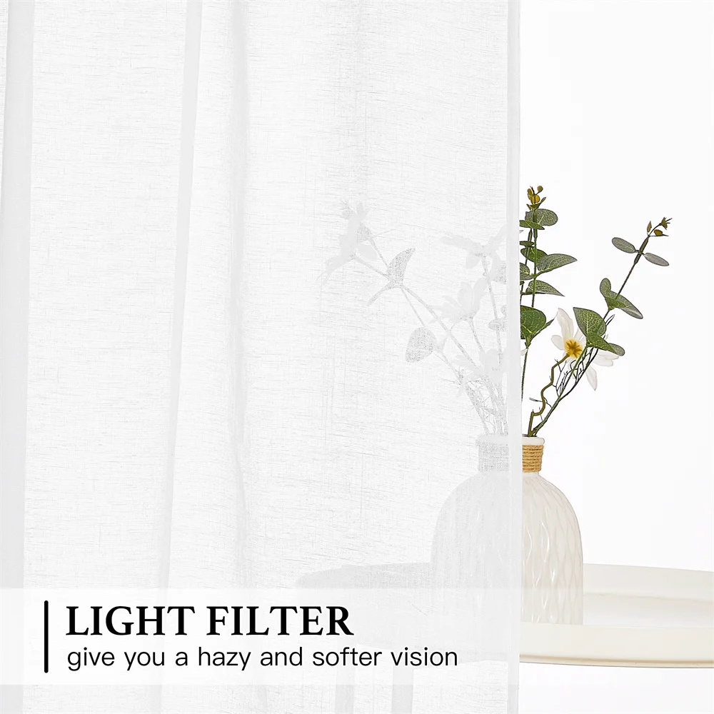 NICETOWN 1PC Tie Up Shade Rod Pocket Sheer Curtain Modern Solid European and American Style for Kitchen Small Window