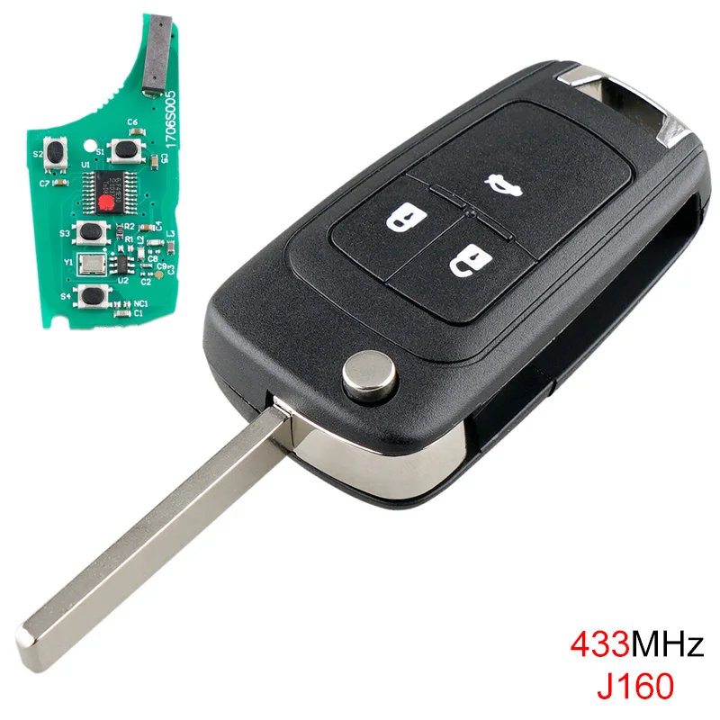 New 433 MHz 3 Buttons Foldable Remote Key Fob with ID46 Chip for Opel Vauxhall Insignia Astra 2009-2014 Cars Accessories | Автомобили и