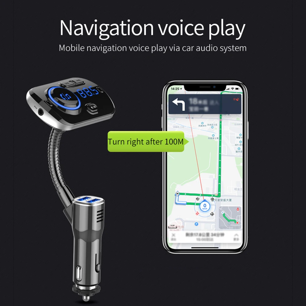 Автомобильное зарядное устройство 12-24 В с BlueTooth, Универсальное автомобильное mp3-плеер, автомобильное зарядное устройство с двумя USB, умное быстрое зарядное устройство, автомобильные аксессуары для автомобиля, грузовика