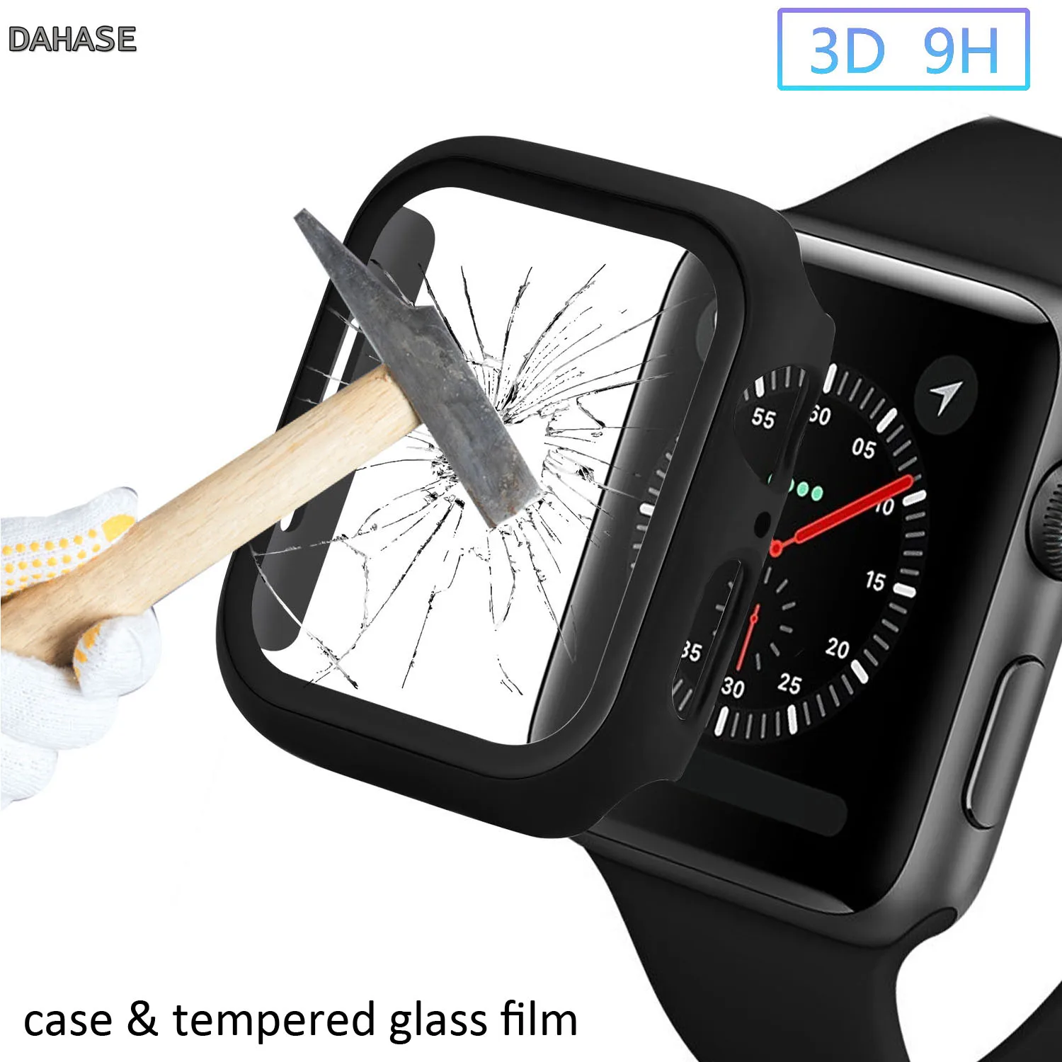 Чехол для Apple Watch Series 4 3 2 пластиковый бампер с рамкой защитная пленка из