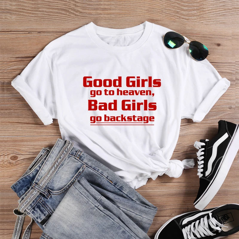 ONSEME/футболка с надписью Good Girls Go To Heaven Bad Backstage женская уличная одежда эстетические