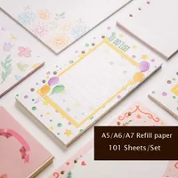 Sharkbang 101 Sheets A5 A6 A7 Loose Leaf Notebook Girls's Mind Refill Spiral Binder Inner Pages Line Grid Blank Agenda Full Set 1